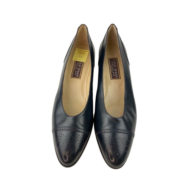 *Vintage Cole Haan Tensile Air Cap Toe Pumps Size 10AA Blue Classic Navy Italy - Picture 2 of 16